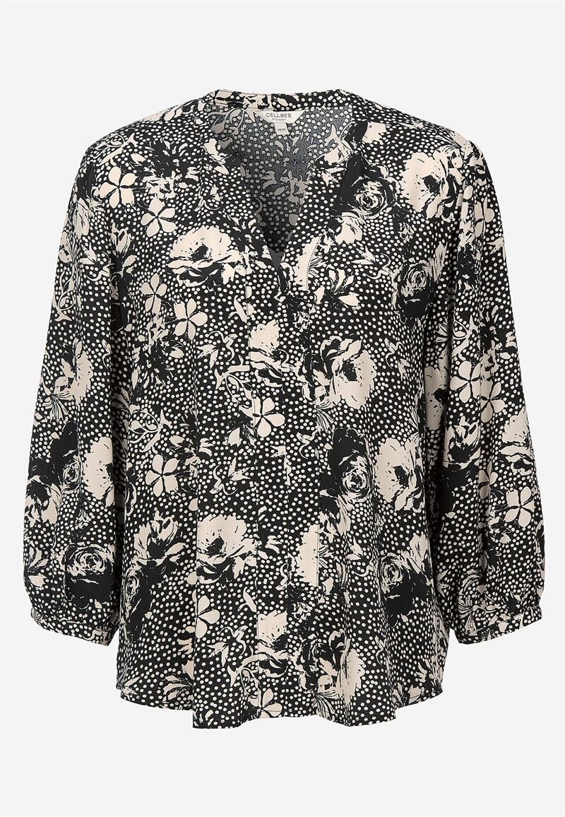 Vævet, mønstret bluse