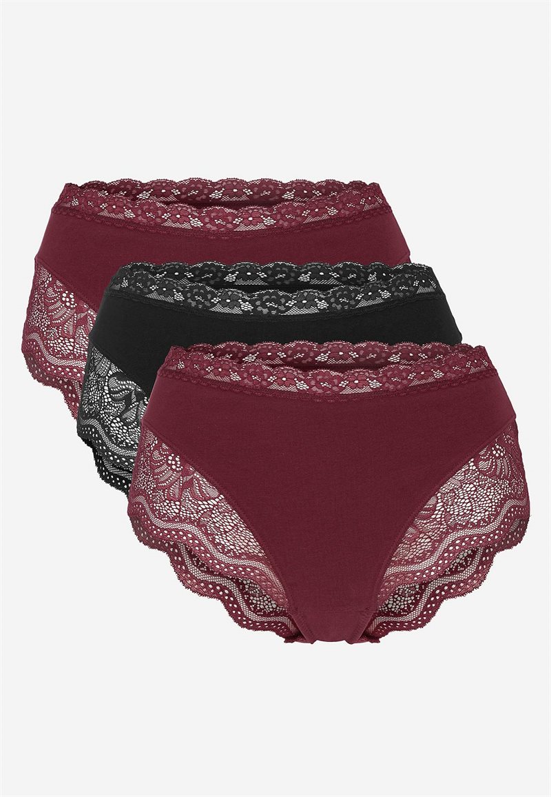 Trusse i bomuld med blondekant 3-pack