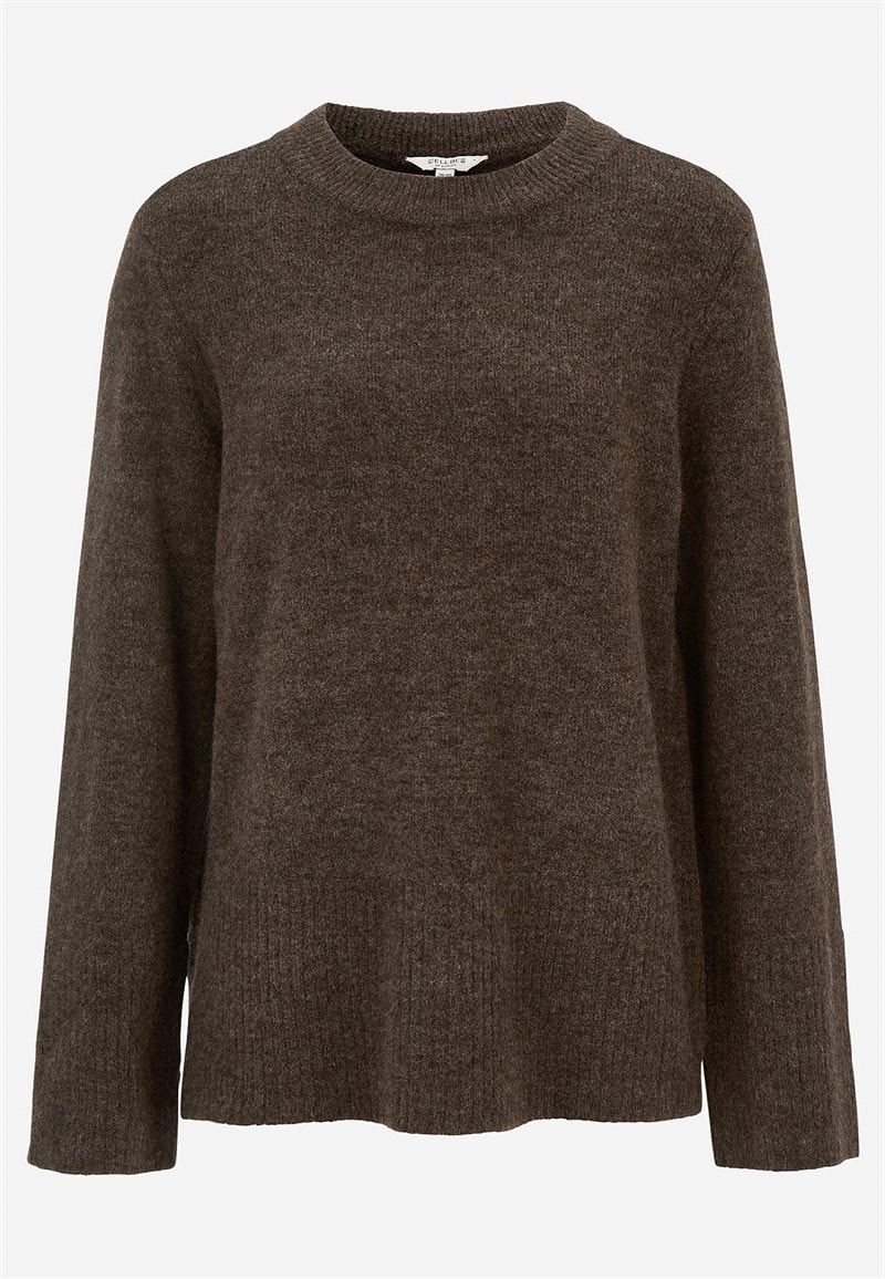 Strikket trøje med afrundet krave