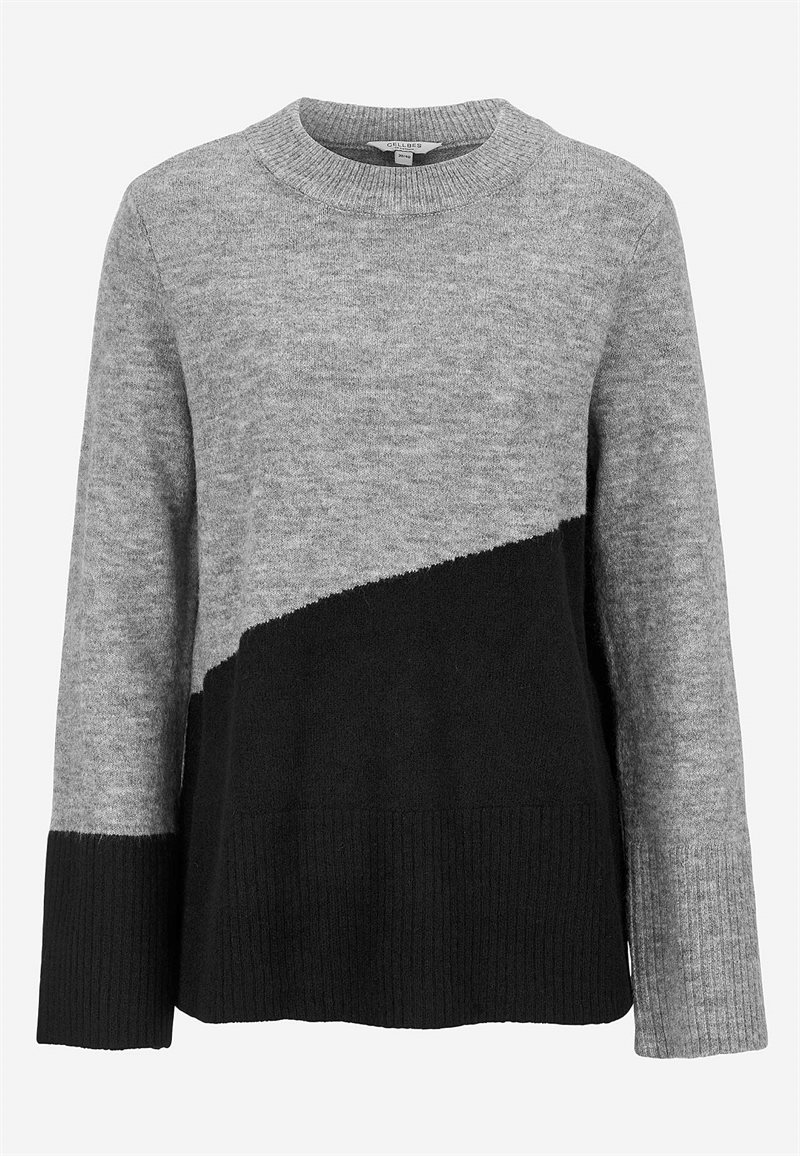 Strikket trøje med afrundet krave