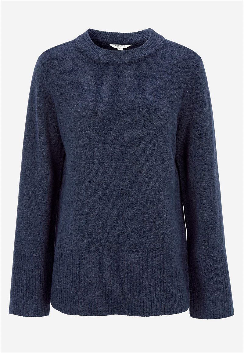 Strikket trøje med afrundet krave