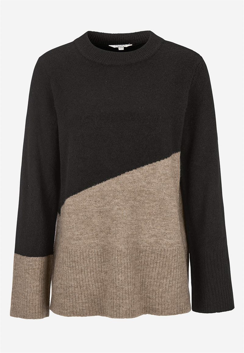 Strikket trøje med afrundet krave