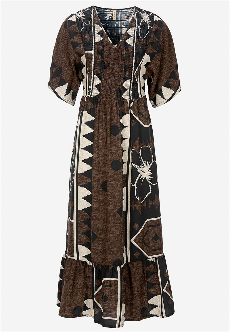 Maxi kjole med smockdetaljer