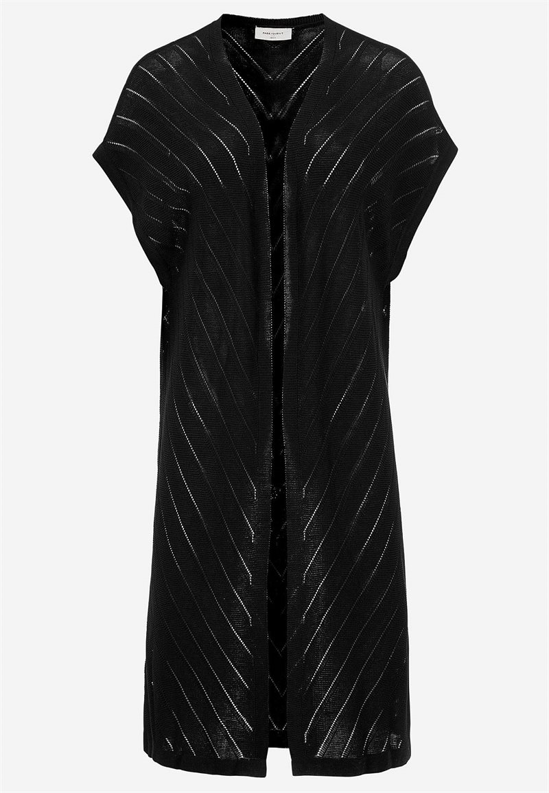 Fintstrikket cardigan med hulmønster