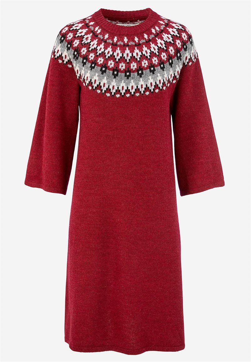 Strikket, jacquardmønstret kjole