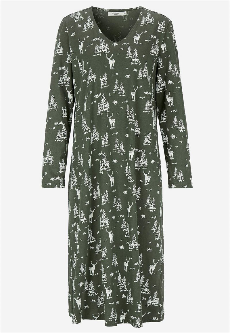 Mønstret natkjole med lange ærmer