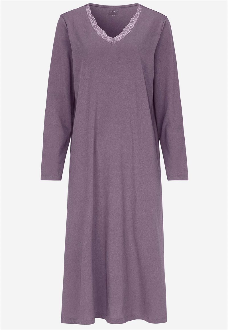 Lang natkjole med blondekant