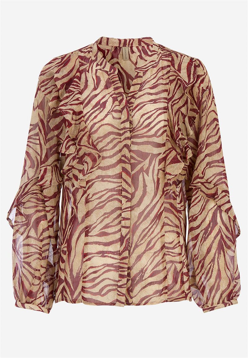 Næsten gennemsigtig bluse med volanter