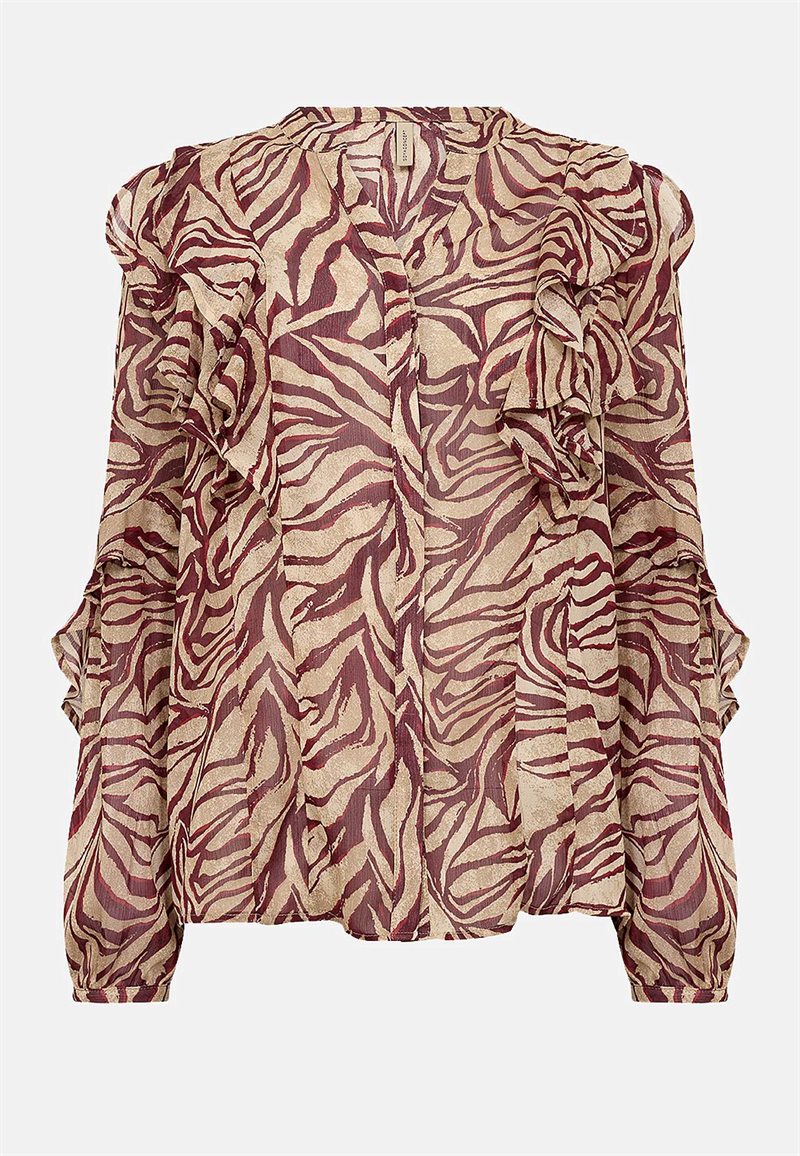 Næsten gennemsigtig bluse med volanter