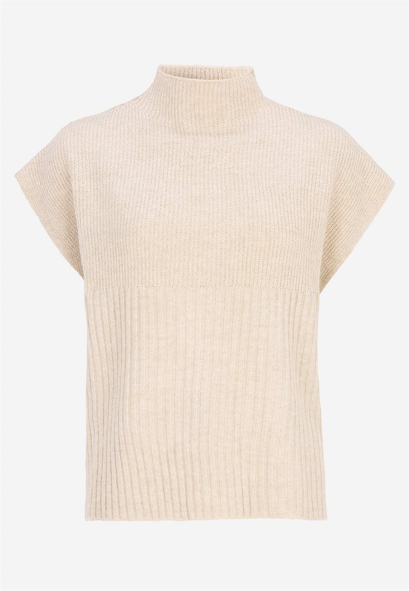 Strikket vest med halvrullekravetrøje