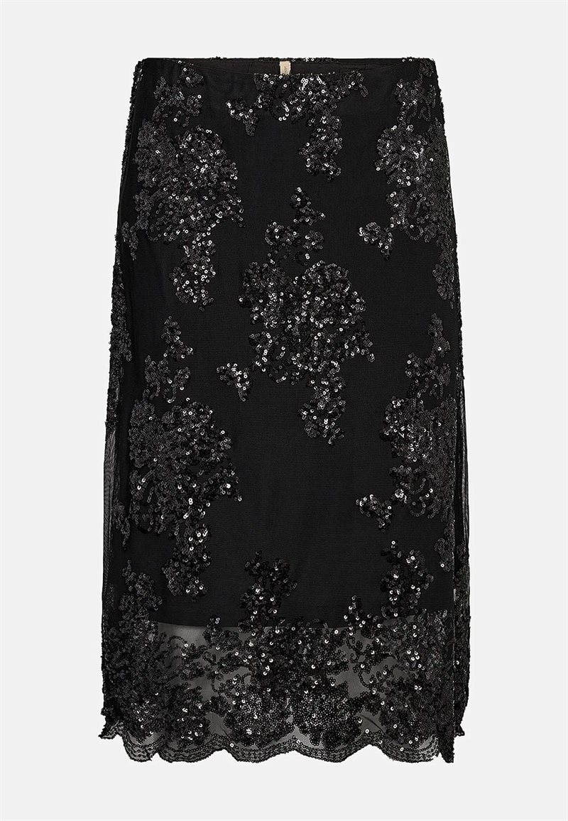 Festkjole med blonde og perlebroderi