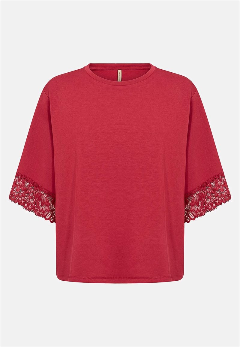 Superblød jerseytop med blonde