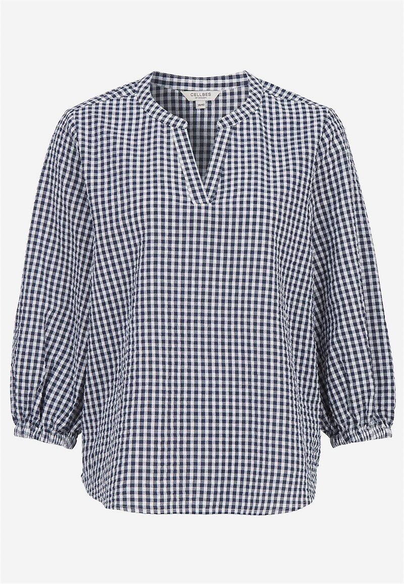 Småternet bluse i seersucker