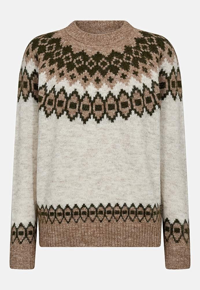 Strikket trøje med jacquardmønster