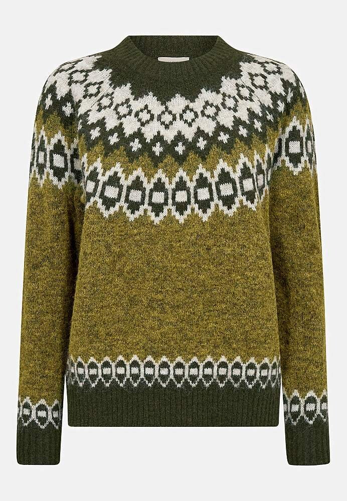 Strikket trøje med jacquardmønster