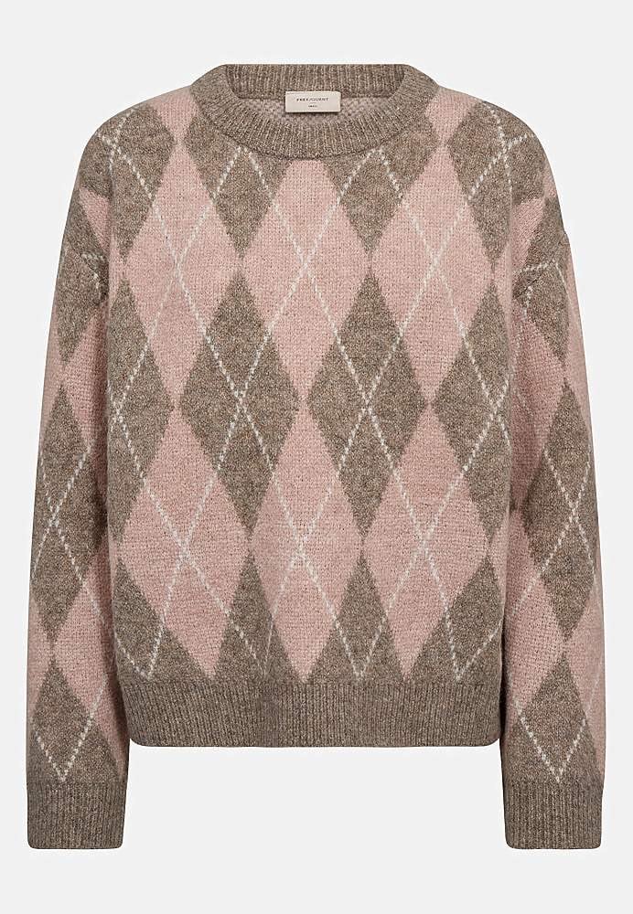 Strikket trøje med ternet mønster