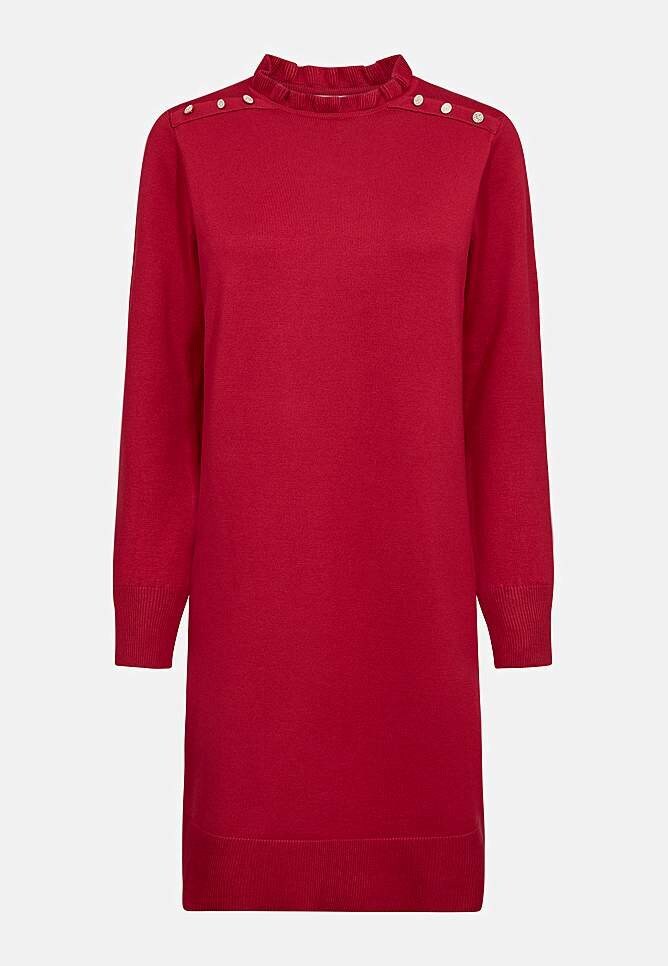 Fintstrikket kjole med knapper