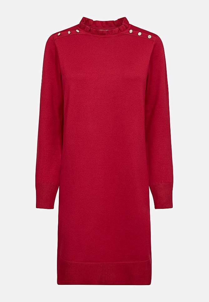 Fintstrikket kjole med knapper