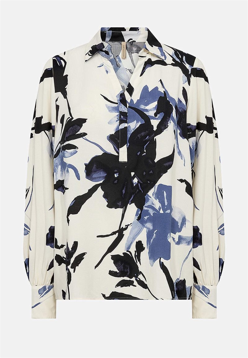 Vævet bluse med printet blomstermønster