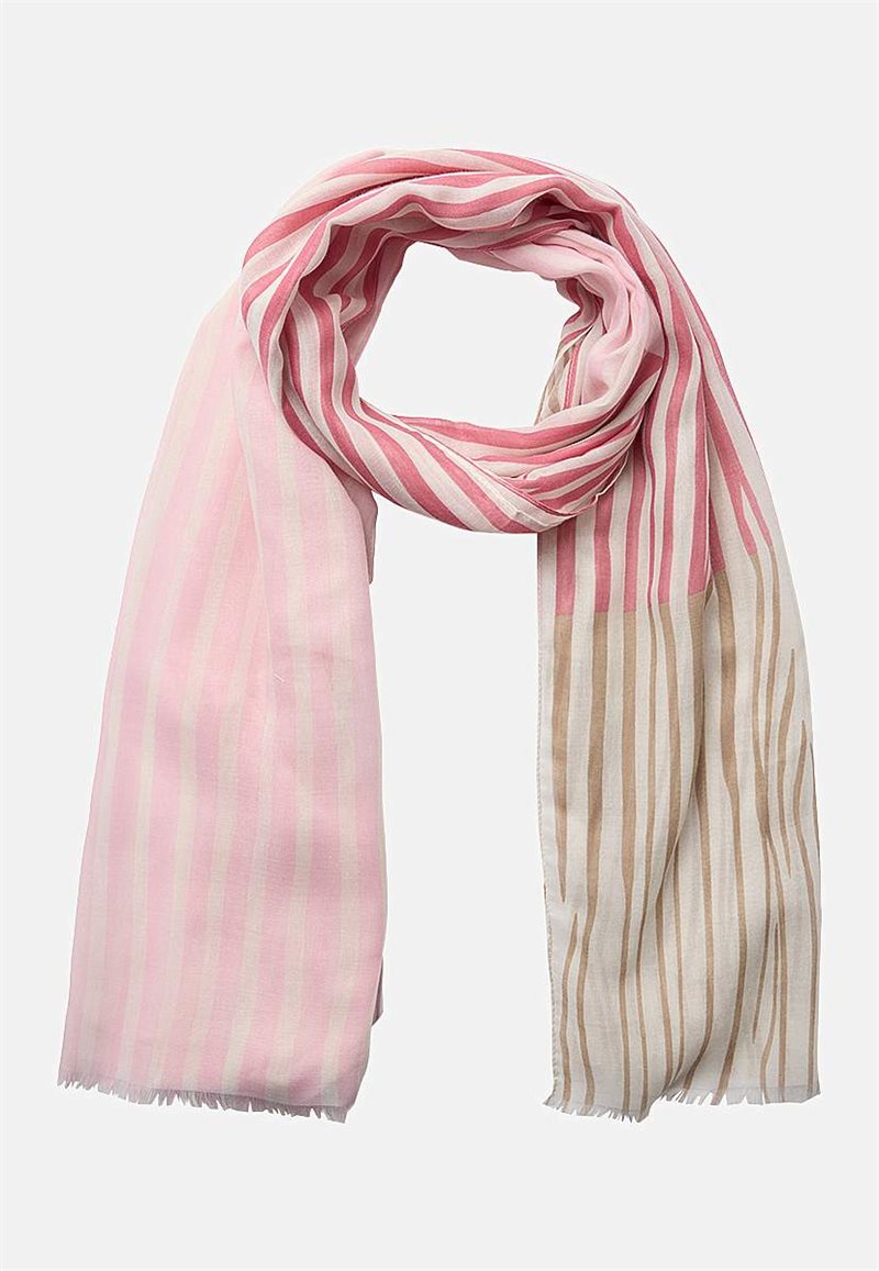 Langt, næsten gennemsigtigt sjal med striber