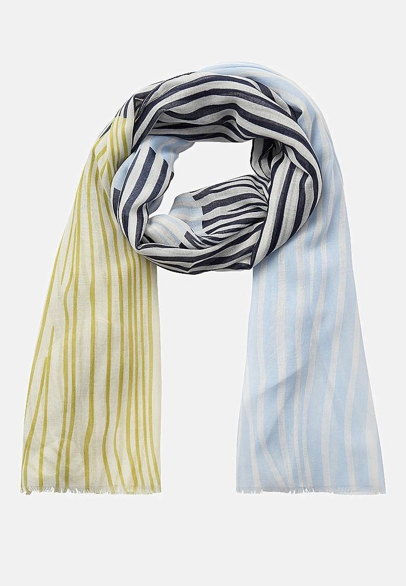 Langt, næsten gennemsigtigt sjal med striber