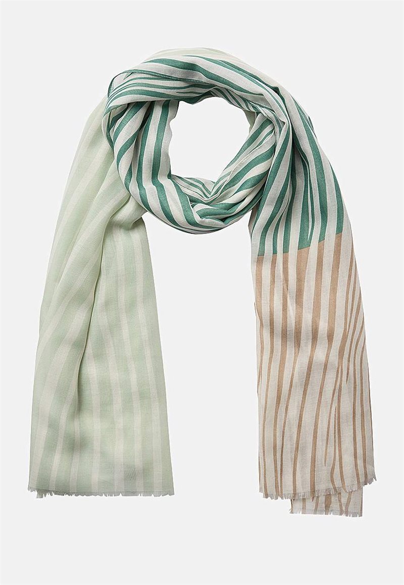 Langt, næsten gennemsigtigt sjal med striber