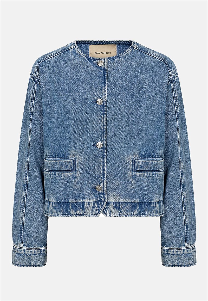 Jeansjakke med afrundet halsudskæring