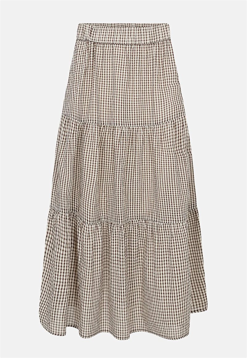 Vævet, småternet volantnederdel