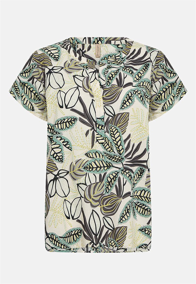 Vævet, mønstret bomuldsbluse