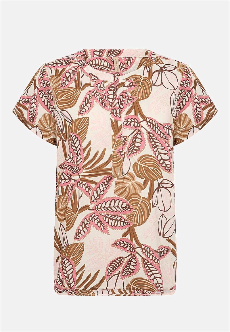 Vævet, mønstret bomuldsbluse