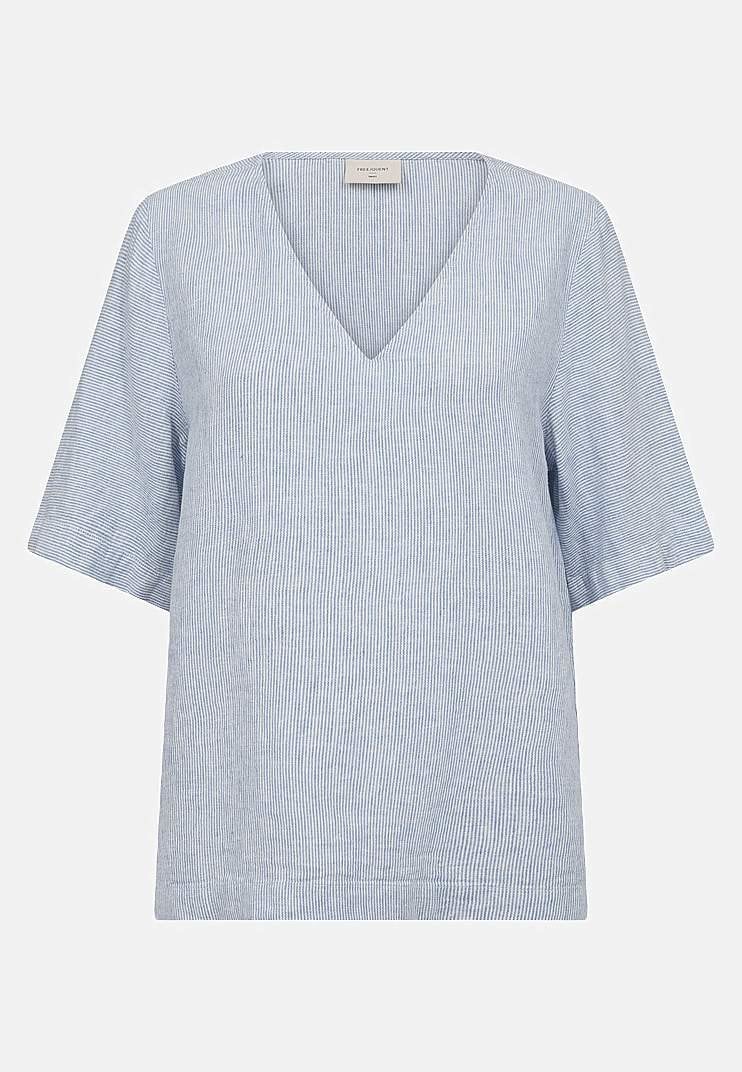 Stribet hørbluse