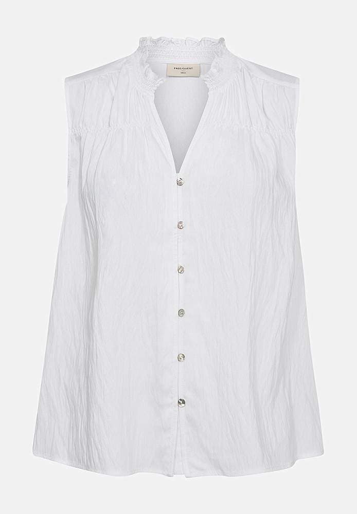 Ærmeløs bluse med rynkedetaljer