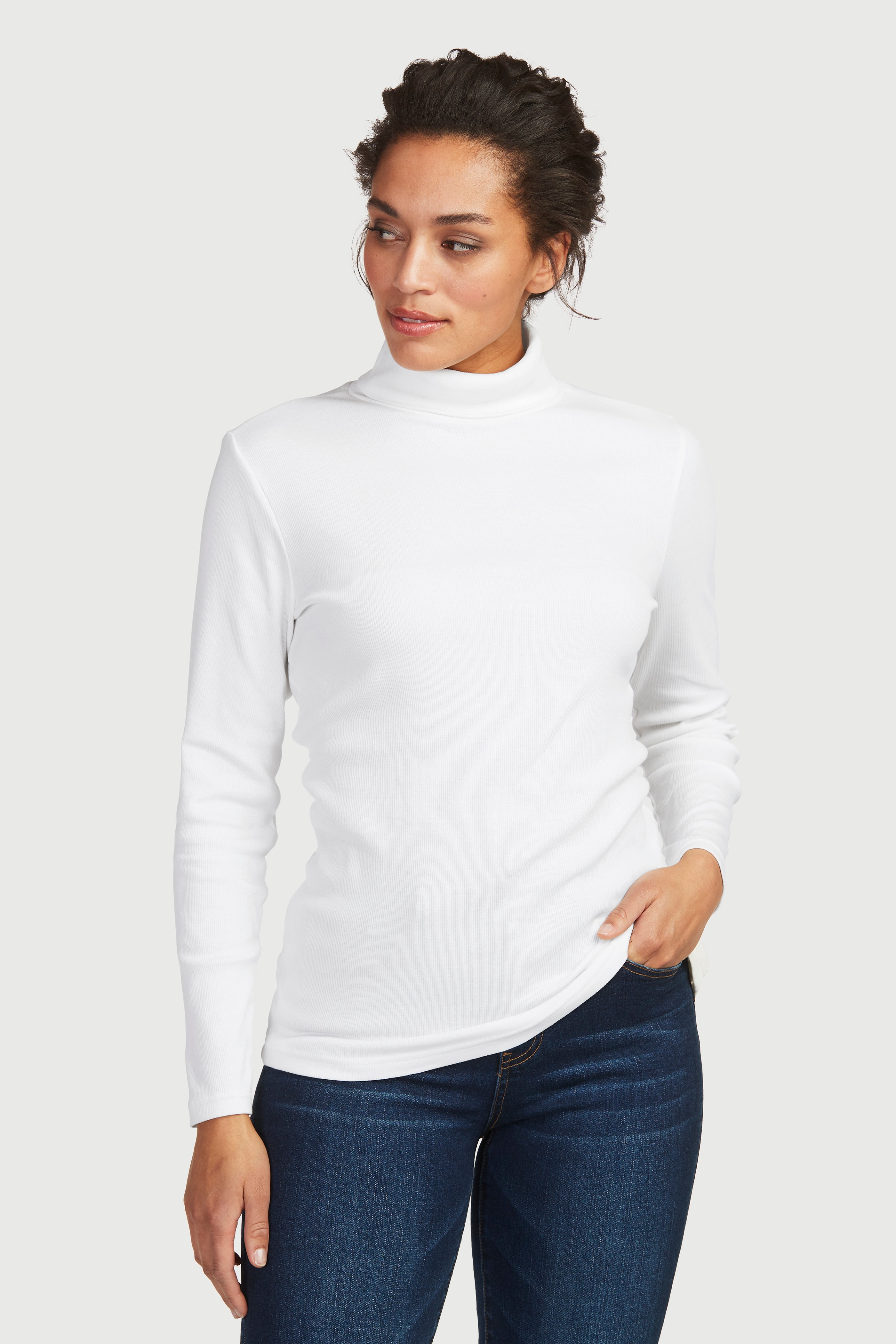 Ribbet turtleneck trøje i økologisk bomuld Serena 