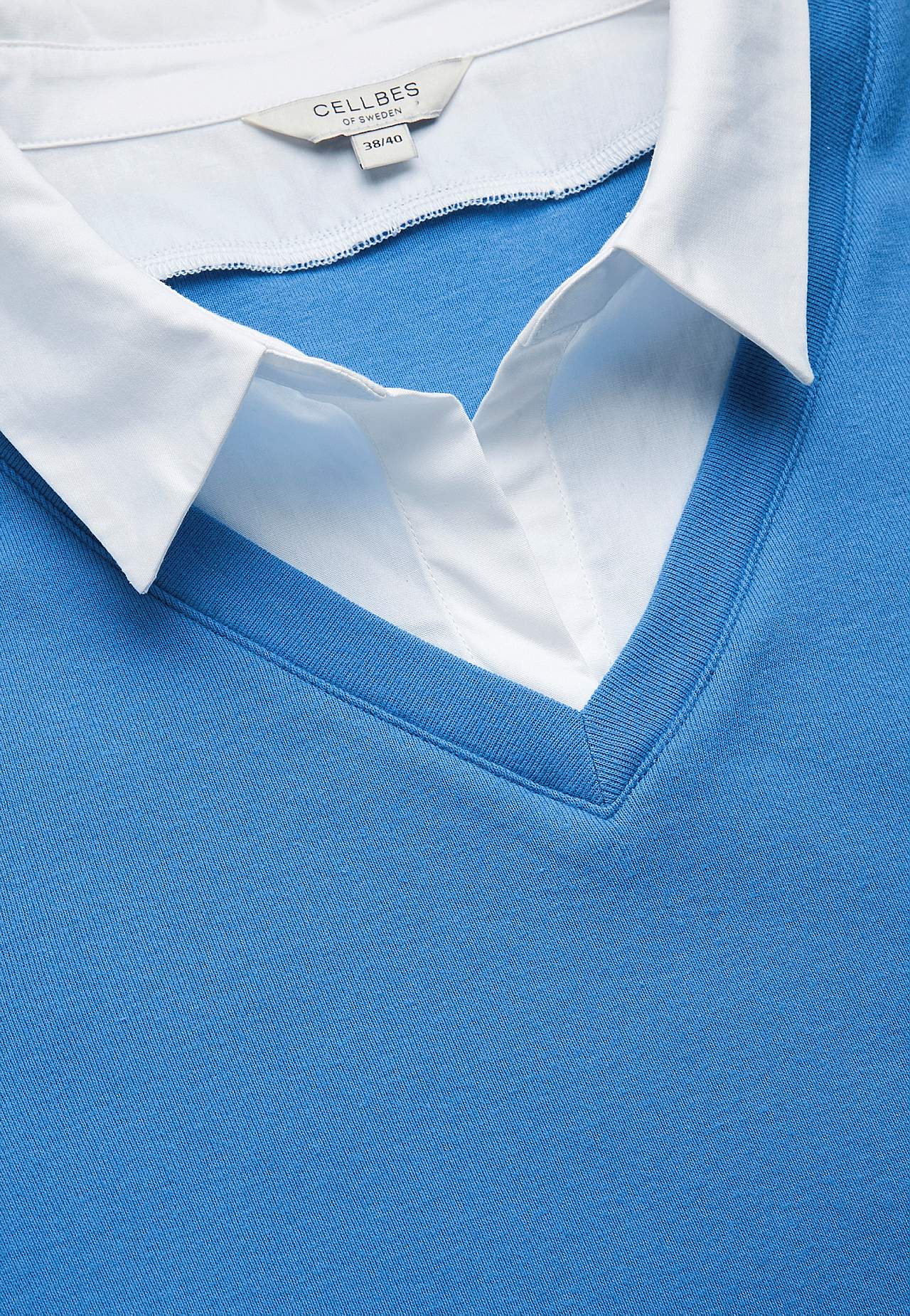 Jerseytop med syet skjorte krave