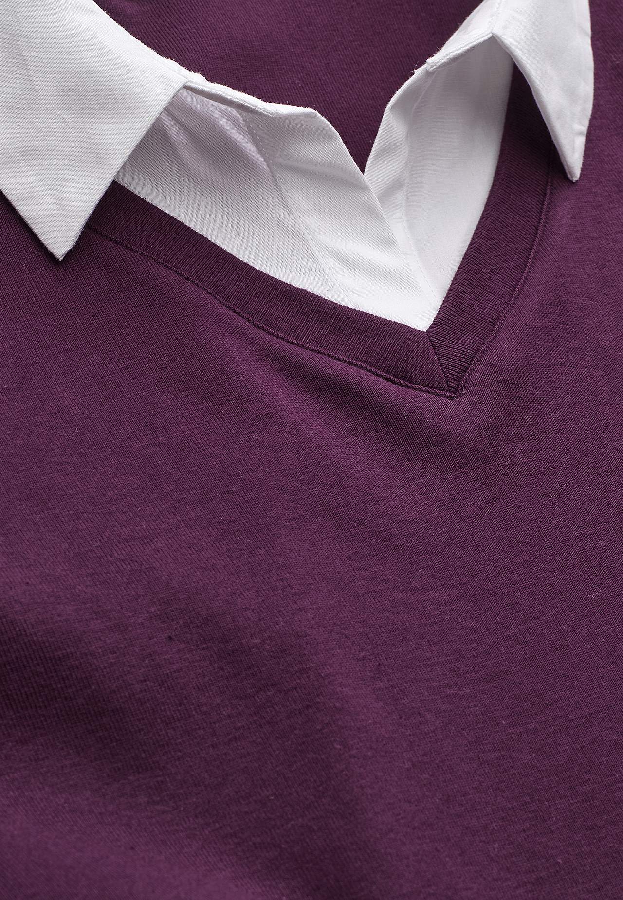 Jerseytop med syet skjorte krave