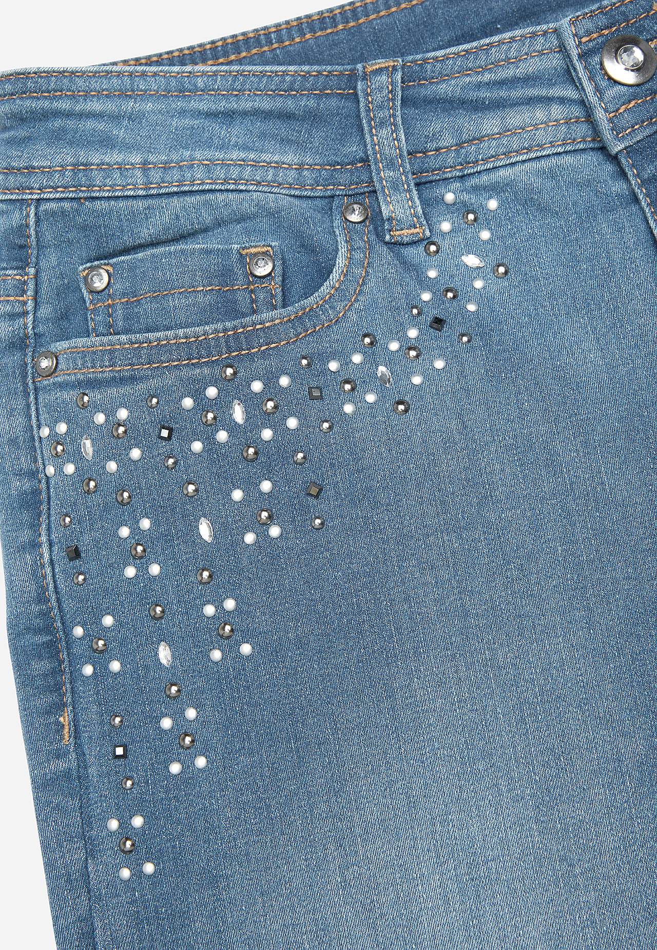 Ankeljeans med perler og rhinsten Johanna