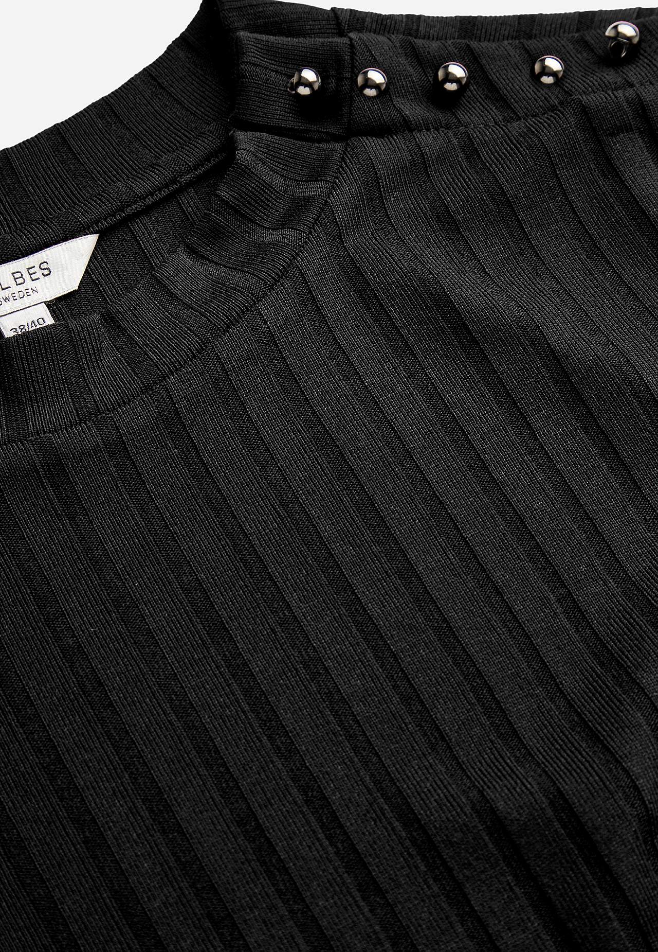Ribbet jerseykjole med høj slids