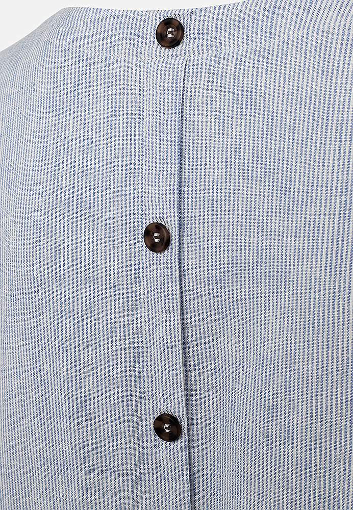 Stribet hørkjole med lommer