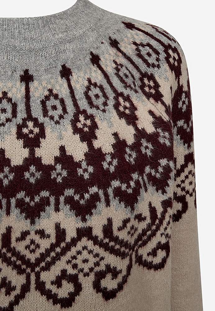 Strikket trøje med jacquardmønster