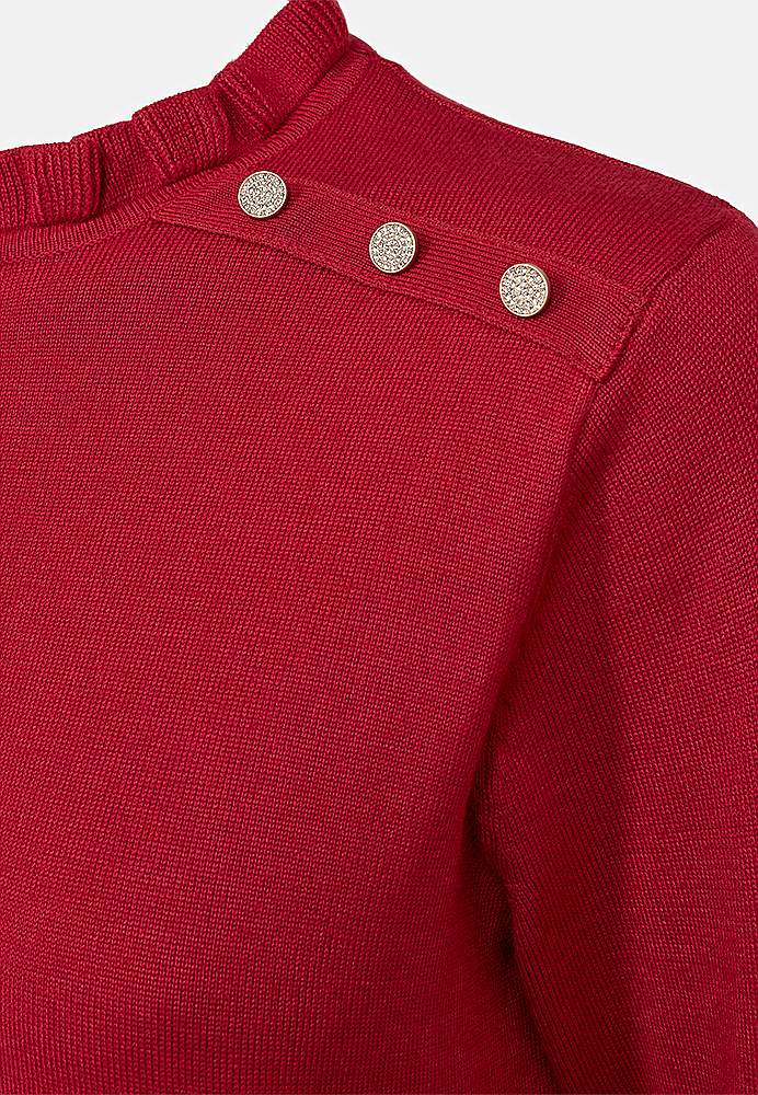 Fintstrikket kjole med knapper