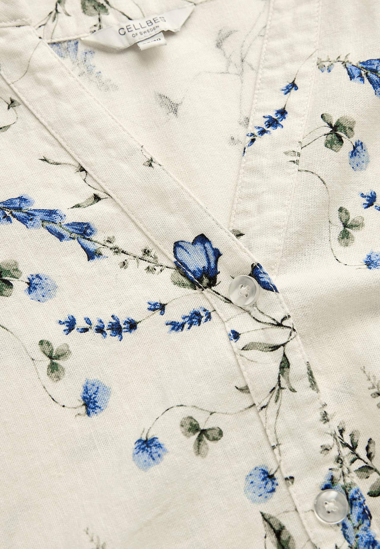 Blomstret hørtunika med knapper