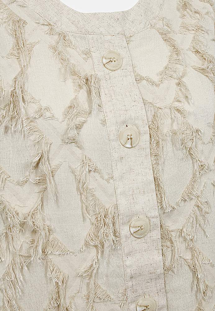 Jacquardvævet jakke med kvastdetaljer