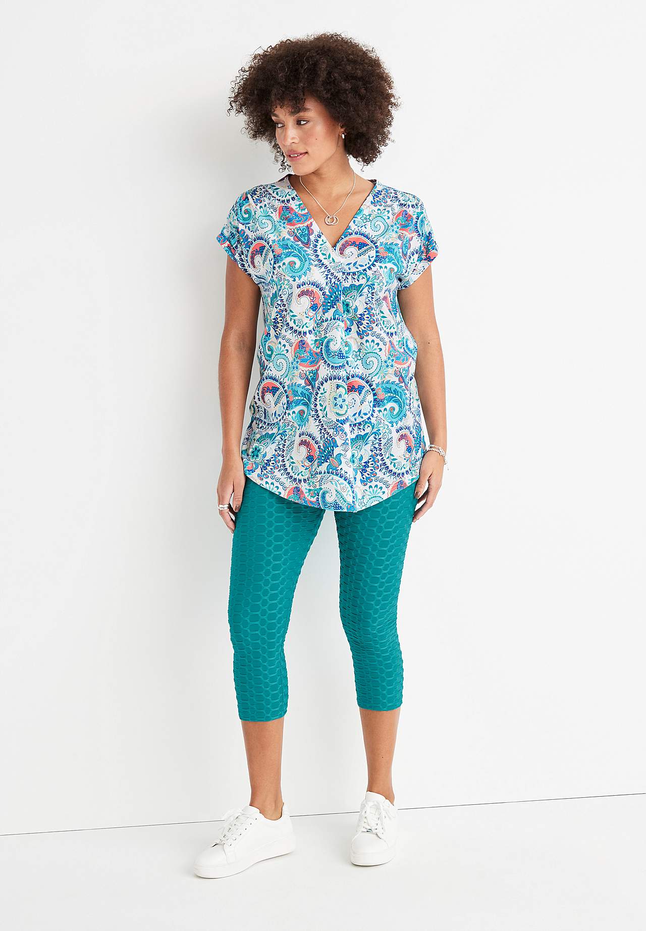 Capri leggings med strukturmønster
