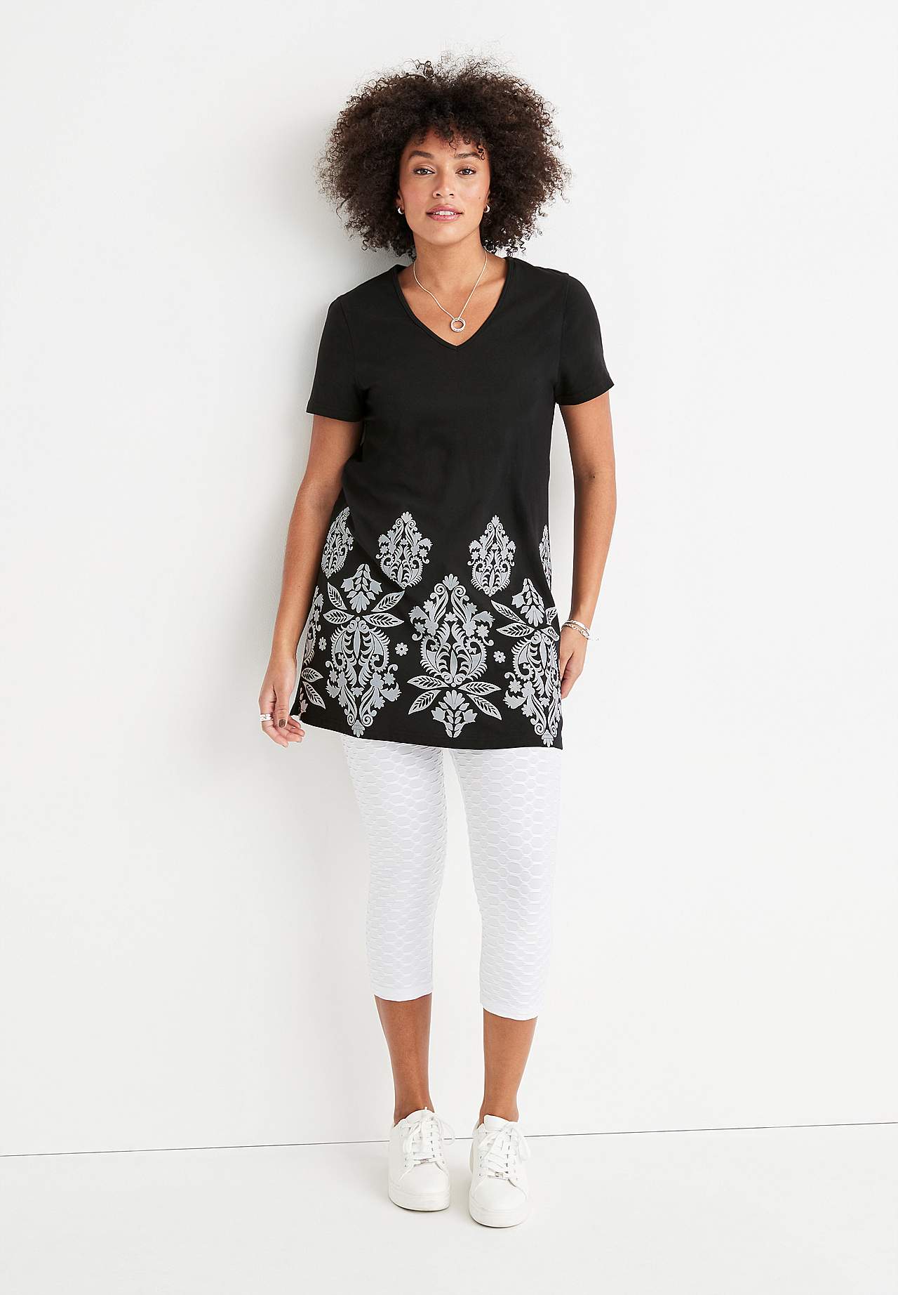 Capri leggings med strukturmønster