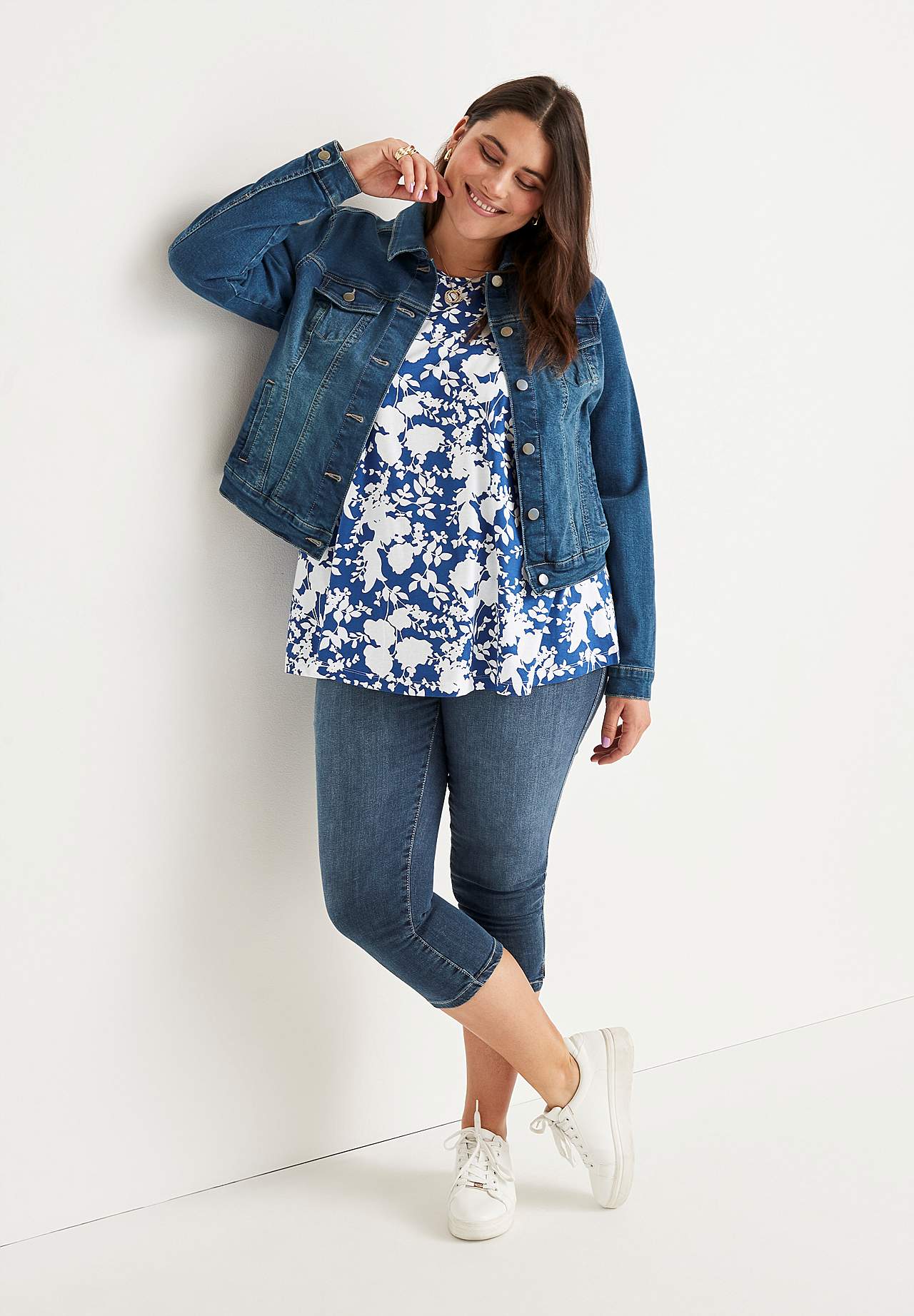 Superkomfortable caprijeggings i denim Elin
