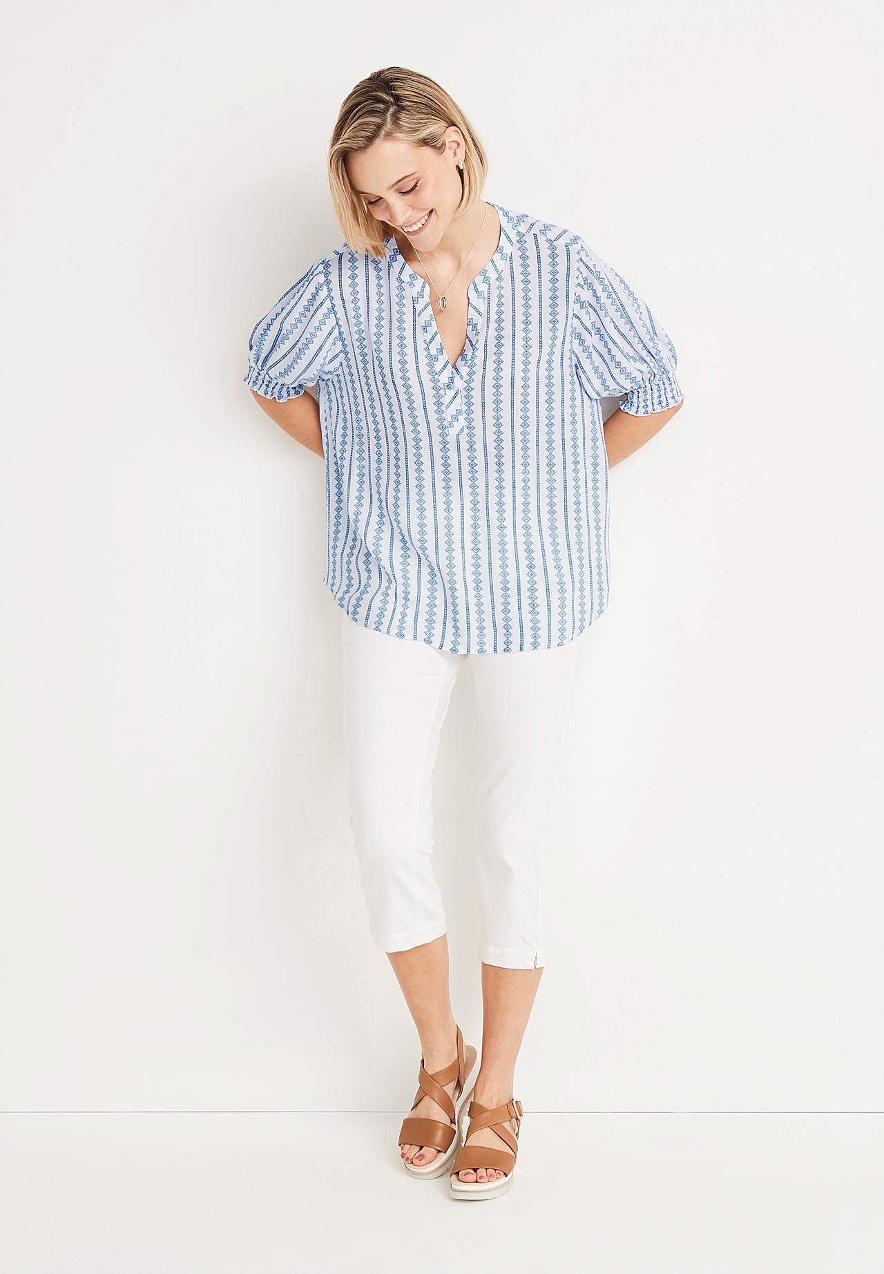 Kreppet bluse med smock