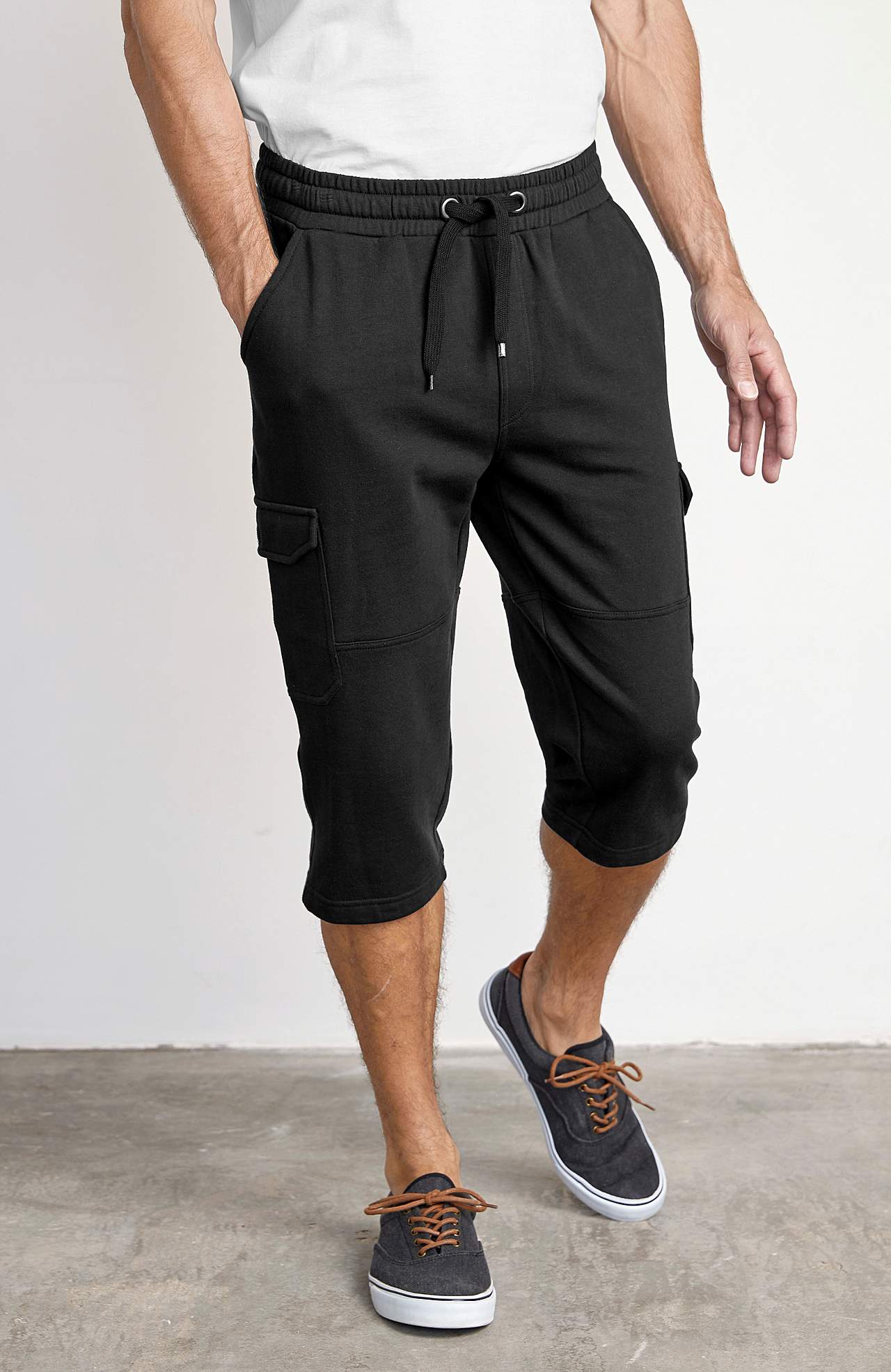Lange sweatshirt-shorts med cargolommer