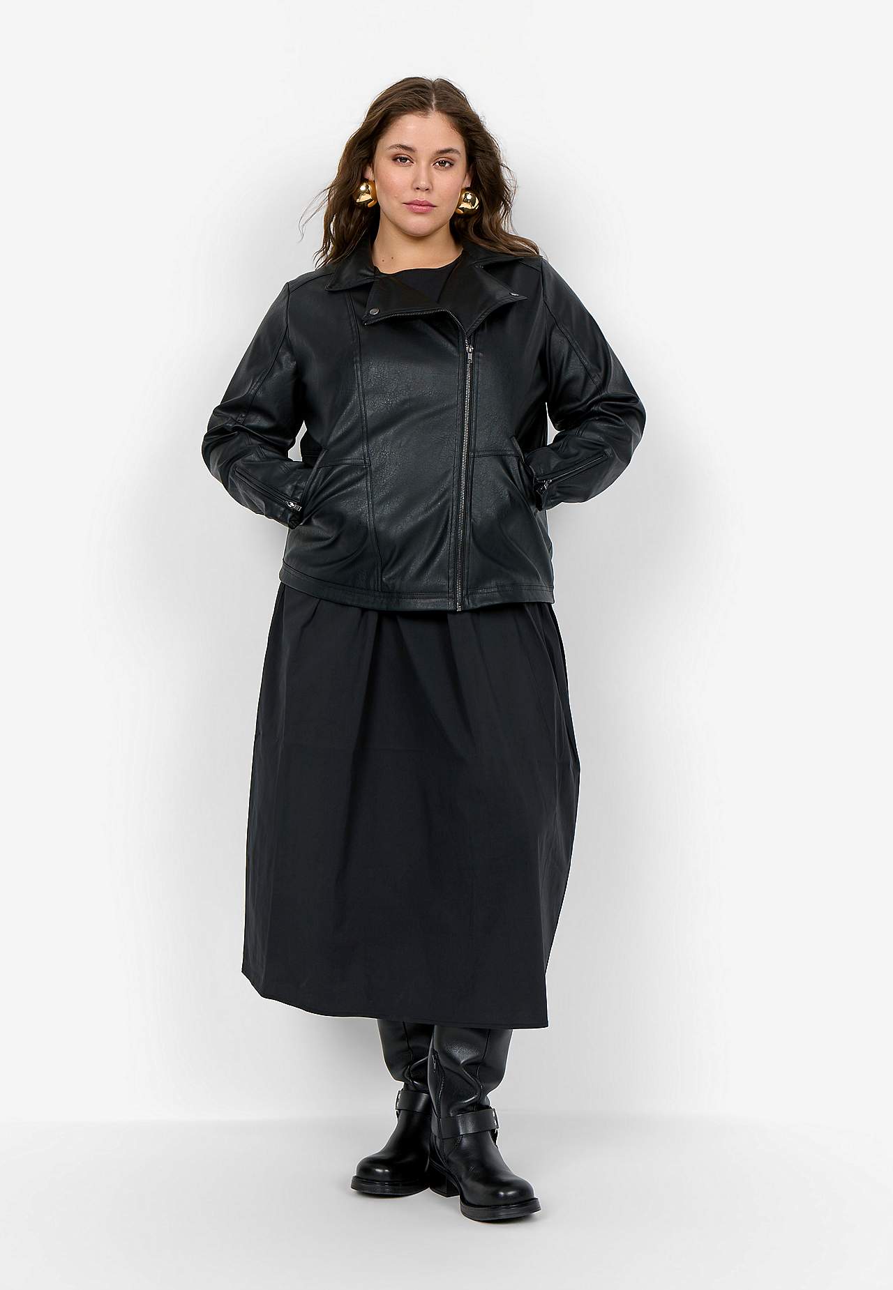 Bikerjakke i læderimitation