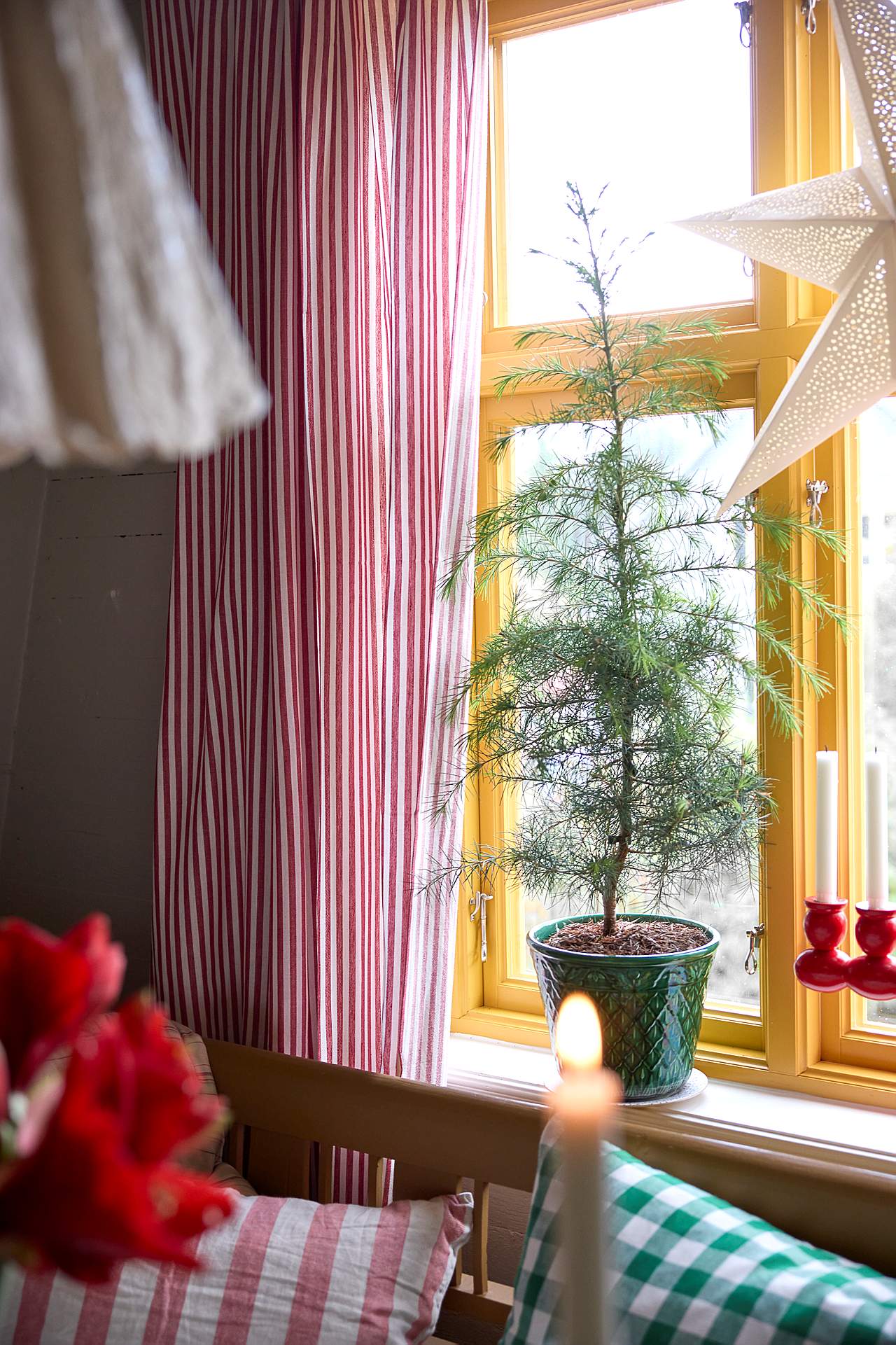 Vævede, stribede panelgardiner 2-pack