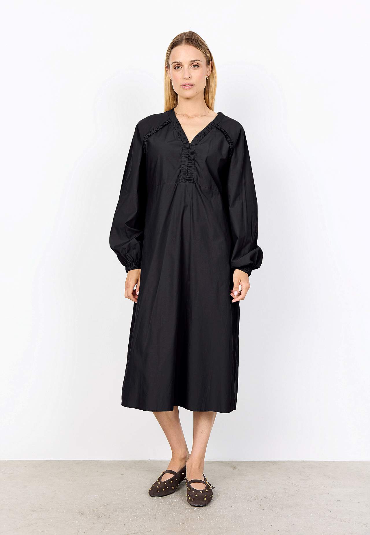 Vævet kjole i poplin